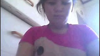Cute Filipina woman flashing her perky boobs on webcam