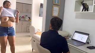 Horny Maid Lalucero Seduces Boss Alone At Home - Big Ass Colombian Amateur Cowgirl Riding