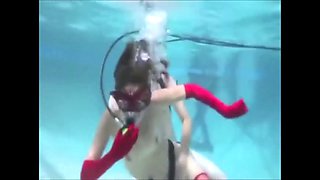 Red Mistress in Bondage Underwater Sex