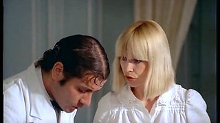 Posh blonde lady gives her clothed man a quick blowjob