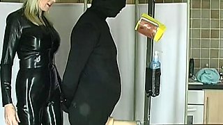 Slave fucks my fake pussy
