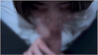 A Girl With Glasses Who Gives A Cleaning Blowjob Until She Gets Smaller After Pulling Out