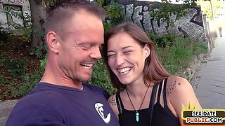 Public German chick outdoor made love on POINT OF VIEW