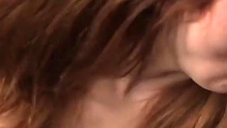 Emma Ash kneels down for another cock to suck hard