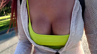 Italian Big Tits Milf Artemisia Love taking a walk in the park big boobs fetish close up slow mo