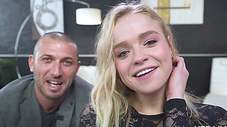 Blonde Alexa Flexy getting cum in mouth after sucking a cock