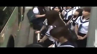 Asian teen Rin Suzune has group action in school uniform