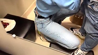 Public Stepsister Fuck - Blonde Gets Creampie in Jeans