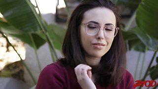 Lusty brunette teen spins BBC in pretty intense manners on sofa
