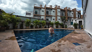 watch us playing in our swimming pool