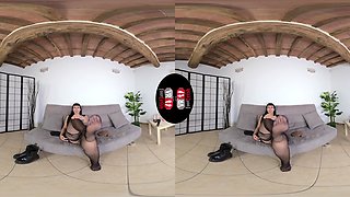 Deliciously Sexy Daphne Tries On Different Pairs Of Hold - Ups; Brunette Babe Stocking and Leg Fetish Solo VR