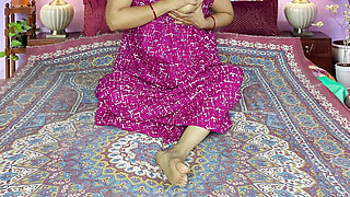 Hot Desi wife pink color nighty rough hardcore sex with boyfriend