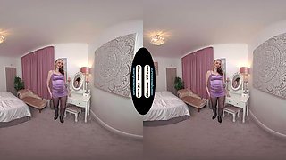 Em Yang Purple Dress With Black Glossy Legwear Special Thank You Reward Treat - 8k Vr