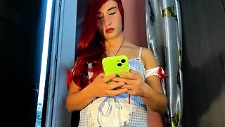 Tattooed Webcam Teen Rides Massive Toy