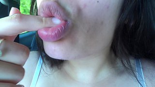 Pinay Indian Wife Masturbates In My Car Plays With Her Pussy Then Sucks Her Fingers And Plays With Her Mouth Then With Her Saliv