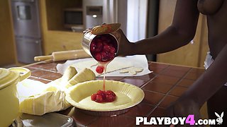 Beautiful black babe cooking for you