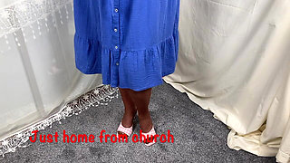 Mrs Mature Feet Strips After Coming Home From Church