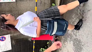 Amateur Asian College Teen Gives Blowjob