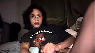 Shemale tranny enjoying solo masturbation