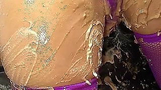 Horny Blonde Step Sisters Smeared with Vanilla Cream and Masturbates Pussy