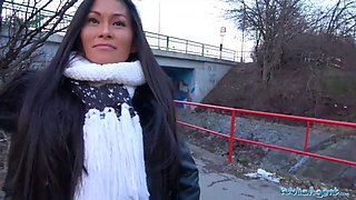 Public Agent Hot Thai beauty fucked hard in horny gas station toilet fuck