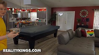 Advoree & Jordyn Falls take turns riding & swallowing big cocks in hungry reality threesome