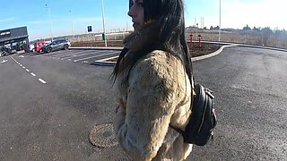 Cheating Wife Goes Fur-coat Shopping with Her Husband's Friend. She Will Suck His Cock Out-door 221