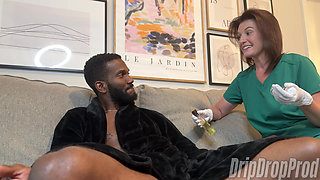 DRIPDROP Nurse Jenn Cameron jerks him for a sample