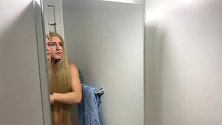 Crossdresser Fixing Messy Wig