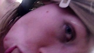 Pigtailed amateur teen blowjob