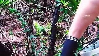 Peeing on a Toilet in the Woods