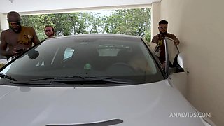 Brasilian pornstar Larissa Leite 4 on 1 DAP with big cocks, DP