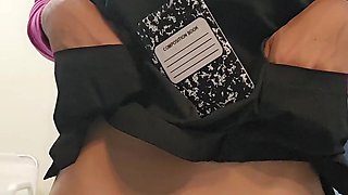 Flashing you my pussy while at work.