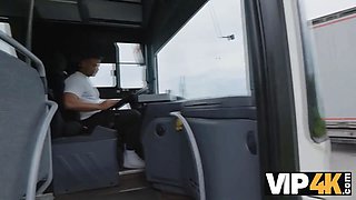 Vip4k. pretty huge titted lady is hardcore in the bus