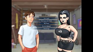 Human furniture cartoon, summertime saga with sound, cartoon 2d animation