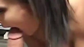 While Her Man Waits in the Car the Naughty Blonde Sucks Cock in the Gloryhole