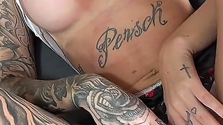 Legs Shaking - Tattooed Busty MILF Rides Big Dick Reverse Cowgirl POV