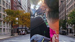 Thai MILF big cock car blowjob in public