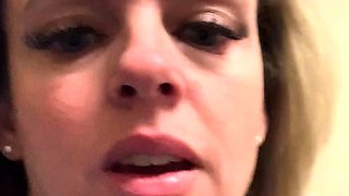 Close up with blonde seductress masturbating pussy