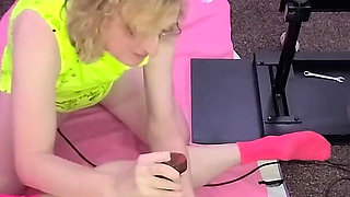 British Femdom MILF Helps Her Boys Train on 2 Fucking Machines