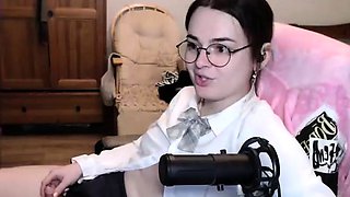 Cute curly brunette solo webcam masturbation