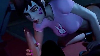 D.va Deepthroating a Hard Gooner Cock Until Cum Explodes in Her Mouth