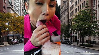 Thai MILF big cock car blowjob in public