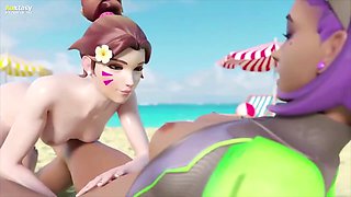 DVa gets hands-on with Sombra in a steamy comic scene