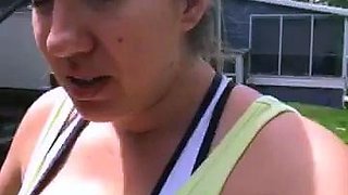 Horny big boobed fat chubby busty blonde