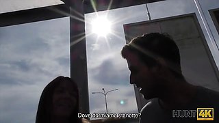 Hunt4k. Angella Christin from bus station comes to service