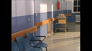 Two Beautiful Vintage Lesbian MILFs Fuck Each Other's Pussy with Strapon in Hospital
