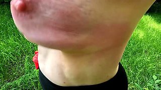 Bouncy Tits Action Outdoor Training: Hard Spanking & Public Humiliation to Finish Her Session