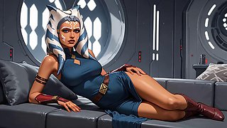 Futanari Ahsoka Tano Masturbating Self-sucking