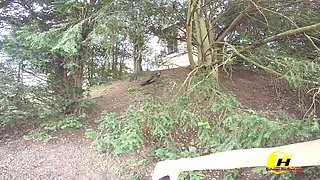 Walking with Milking Boobs Babe in Park